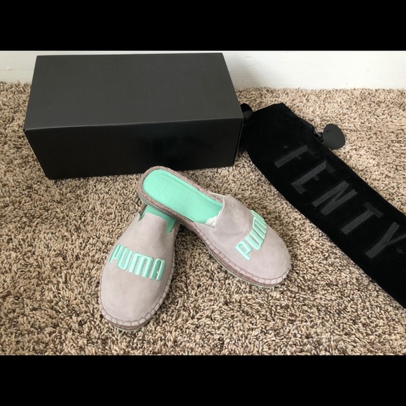 NIB Fenty Puma espadrilles slides sz 5.5 gray blue - Picture 4 of 7